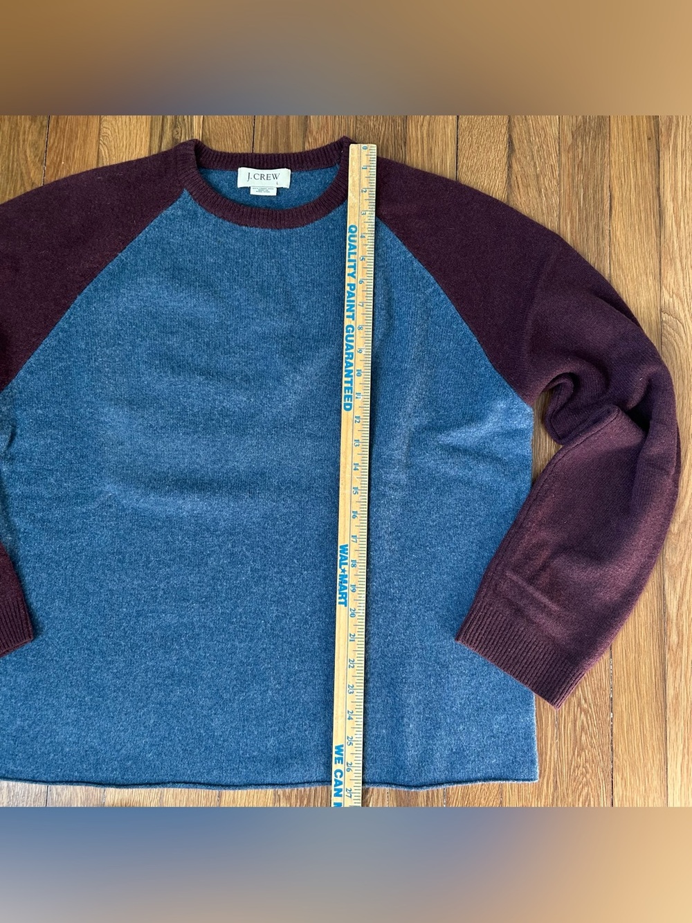 J Crew Sweater Mens Large Lambswool Crewneck Raglan Knit Pullover Color Block - Picture 5 of 6